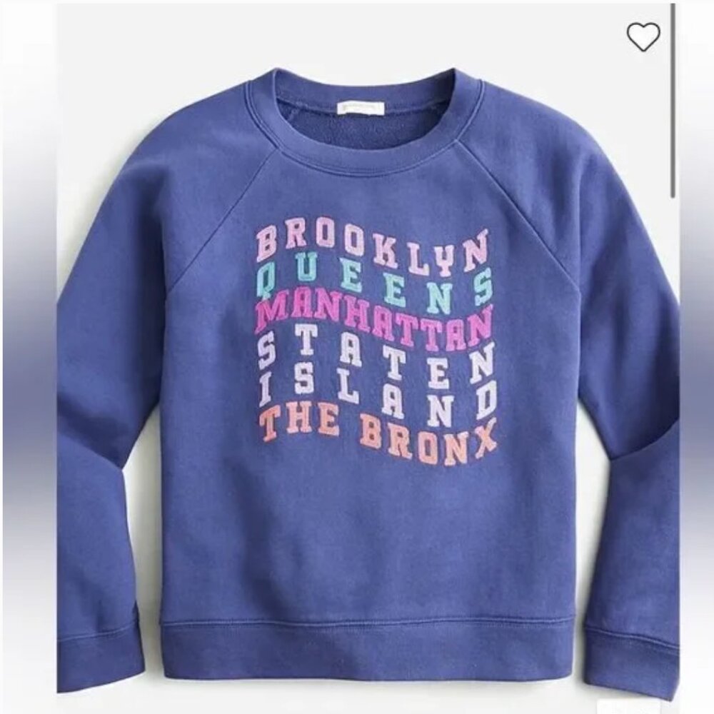 J. Crew Crewcut - NYC Boroughs Sweatshirt  graphic crewneck  NWT